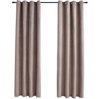 Berkfield Home Blackout Curtains with Metal Rings 2 pcs Taupe 140x245 cm