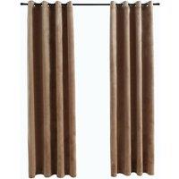Berkfield Home Blackout Curtains with Rings 2 pcs Velvet Beige 140x225 cm