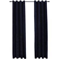 Berkfield Home Blackout Curtains with Rings 2 pcs Velvet Black 140x175 cm