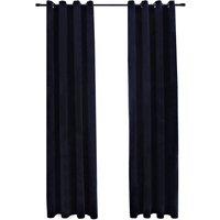 Berkfield Home Blackout Curtains with Rings 2 pcs Velvet Black 140x245 cm