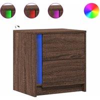 Berkfield Home Bedside Cabinets with LED Lights 2 pcs Brown Oak Engineered Wood