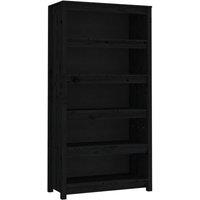 Berkfield Home Book Cabinet Black 80x35x154 cm Solid Wood Pine | Size: 80 x 35 x 154 cm