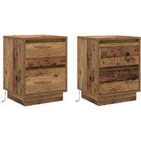 Berkfield Home Bedside Cabinets with LED Lights 2 pcs Old Wood 39x34.5x50 cm in Brown