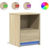 Berkfield Home Bedside Cabinets with LED Lights 2 pcs Sonoma Oak Engineered Wood in Light Oak