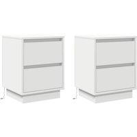 Berkfield Home Bedside Cabinets with LED Lights 2 pcs White 39x34.5x50 cm
