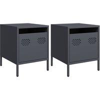 Berkfield Home Bedside Cabinets 2 pcs Anthracite 35x39x43.5 cm Steel in Dark Grey
