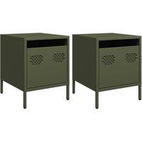 Berkfield Home Bedside Cabinets 2 pcs Olive Green 35x39x43.5 cm Steel