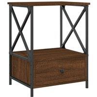 Berkfield Home Bedside Table Brown Oak 50x41x65 cm Engineered Wood | Size: 50 x 41 x 65 cm