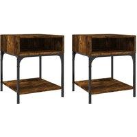 Berkfield Home Bedside Tables 2 pcs Smoked Oak 40x41x50 cm Engineered Wood in Brown | Size: 40 x 41 x 50 cm