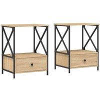 Berkfield Home Bedside Tables 2 pcs Sonoma Oak 50x41x65 cm Engineered Wood in Light Tan | Size: 50 x 41 x 65 cm