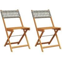 Berkfield Home Bistro Chairs 2 pcs Grey Solid Wood Acacia & Poly Rattan