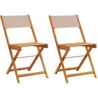 Berkfield Home Bistro Chairs 2 pcs Taupe Solid Wood Acacia & Fabric