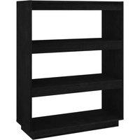 Berkfield Home Book Cabinet/Room Divider Black 80x35x103 cm Solid Pinewood | Size: 80 x 35 x 103 cm