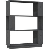 Berkfield Home Book Cabinet/Room Divider Grey 80x25x101 cm Solid Wood Pine | Size: 80 x 25 x 101 cm