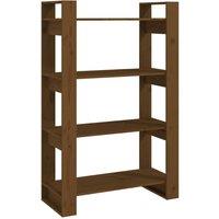 Berkfield Home Book Cabinet/Room Divider Honey Brown 80x35x125 cm Solid Wood | Size: 80 x 35 x 125 cm