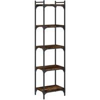 Berkfield Home Bookcase 5-Tier Smoked Oak 40x30x154 cm Engineered Wood in Brown | Size: 40 x 30 x 154 cm