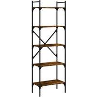 Berkfield Home Bookcase 5-Tier Smoked Oak 56x31.5x174 cm Engineered Wood in Brown