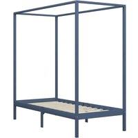 Berkfield Home Canopy Bed Frame Grey Solid Pine Wood 100x200 cm in Dark Blue