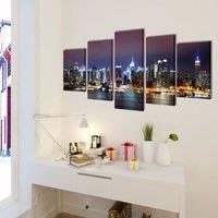 Berkfield Home Canvas Wall Print Set Colourful New York Skyline 200 x 100 cm