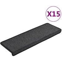 Berkfield Home Carpet Stair Treads 15 pcs 65x21x4 cm Anthracite in Black | Size: Medium