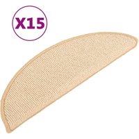 Berkfield Home Carpet Stair Treads 15 pcs Cream 56x17x3 cm | Size: Medium
