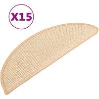 Berkfield Home Carpet Stair Treads 15 pcs Cream 65x21x4 cm | Size: Medium