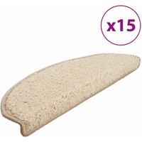 Berkfield Home Carpet Stair Treads 15 pcs Cream 65x21x4 cm | Size: Medium