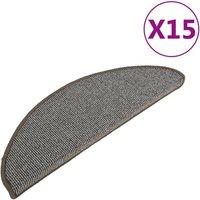 Berkfield Home Carpet Stair Treads 15 pcs Grey 65x21x4 cm | Size: Medium
