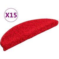 Berkfield Home Carpet Stair Treads 15 pcs Red 56x17x3 cm | Size: Medium
