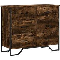 Berkfield Home Chest of Drawers Smoked Oak 91x35.5x74.5 cm Engineered wood in Brown