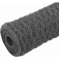 Berkfield Home Chicken Wire Fence Steel with PVC Coating 25x1.2 m Grey