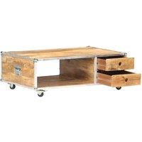 Berkfield Home Coffee Table 89x59x33 cm Solid Rough Mango Wood in Brown | Size: 89 x 59 x 33 cm