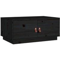 Berkfield Home Coffee Table Black 80x50x35 cm Solid Wood Pine | Size: 80 x 50 x 35 cm