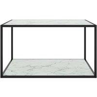 Berkfield Home Coffee Table Black with White Marble Glass 90x90x50 cm | Size: 90 x 90 x 50 cm