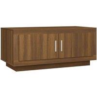 Berkfield Home Coffee Table Brown Oak 102x50x45 cm Engineered Wood | Size: 102 x 50 x 45 cm