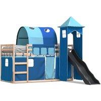 Berkfield Home Bunk Bed without Mattress with Slide & Curtains Blue 80x200 cm