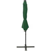Berkfield Home Cantilever Umbrella with Pole & LED Lights Green 300 cm