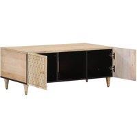Berkfield Home Coffee Table 100x54x40 cm Solid Wood Mango in Light Brown | Size: 100 x 54 x 40 cm