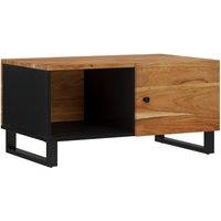 Berkfield Home Coffee Table 80x50x40 cm Solid Wood Acacia&Engineered Wood in Brown | Size: 80 x 50 x 40 cm