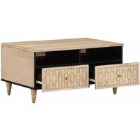 Berkfield Home Coffee Table 80x54x40 cm Solid Wood Mango in Light Tan | Size: 80 x 54 x 40 cm