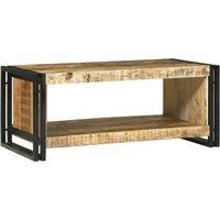 Berkfield Home Coffee Table 90x50x38 cm Solid Rough Wood Mango in Brown | Size: 90 x 50 x 38 cm