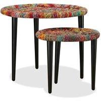 Berkfield Home Coffee Table Set 2 Pieces Chindi Weave Details Multicolour