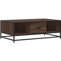 Berkfield Home Coffee Table Brown Oak 100x57x35 cm Engineered Wood & Metal | Size: 100 x 57 x 35 cm