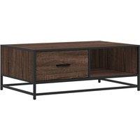 Berkfield Home Coffee Table Brown Oak 90x57x35 cm Engineered Wood & Metal | Size: 90 x 57 x 35 cm