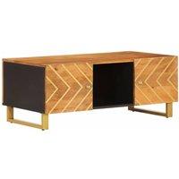 Berkfield Home Coffee Table Brown & Black 100x54x40 cm Solid Wood Mango | Size: 100 x 54 x 40 cm