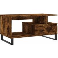 Berkfield Home Coffee Table Smoked Oak 90x49x45 cm Engineered Wood in Brown | Size: 90 x 49 x 45 cm