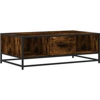 Berkfield Home Coffee Table Smoked Oak 100x57x35 cm Engineered Wood & Metal in Brown | Size: 100 x 57 x 35 cm