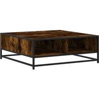 Berkfield Home Coffee Table Smoked Oak 80x80x30 cm Engineered Wood & Metal in Brown | Size: 80 x 80 x 30 cm