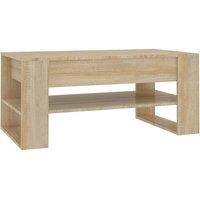 Berkfield Home Coffee Table Sonoma Oak 102x55x45 cm Engineered Wood in Light Tan | Size: 102 x 55 x 45 cm