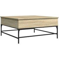 Berkfield Home Coffee Table Sonoma Oak 95x95x45 cm Engineered Wood & Metal in Light Oak | Size: 95 x 95 x 45 cm